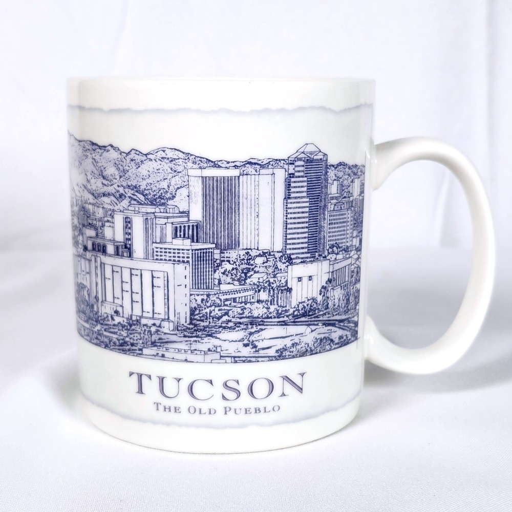 Starbucks‎ Coffee Mug Tucson The Old Pueblo 18oz White Blue Architecture 2006